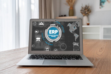 Wall Mural - ERP enterprise resource planning software for modish business to plan the marketing strategy