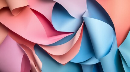 Wall Mural - Abstract Colorful Paper Waves