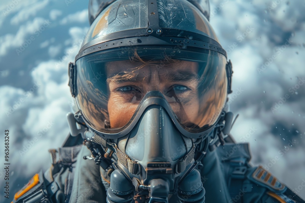 Overview of fighter aircraft cockpit military pilot performing ...