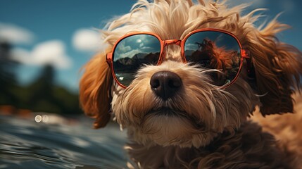 Wall Mural - vacation doggy wearing sunglasses