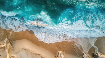 Sticker - Top view of sandy beach landscape