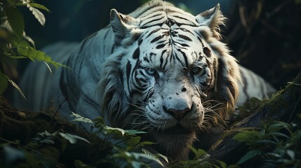 Wall Mural - white tiger in forest