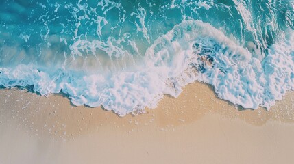 gentle blue sea wave on pristine sandy shore
