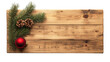 © Favio - wooden signboard with Christmas pinecone decor, png isolated on transparent.