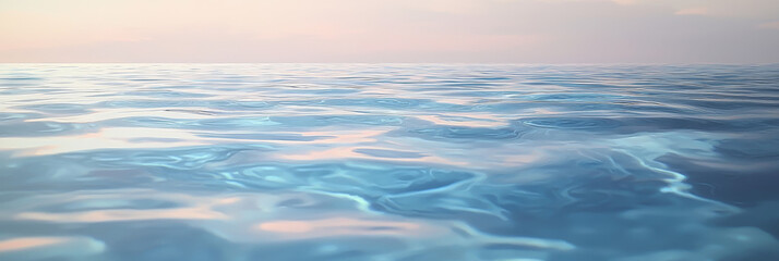 Canvas Print - Calm, blue water ripples gently under a soft, pink sky.