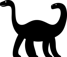 Canvas Print - Silhouette of Two Cartoon Dinosaurs Together