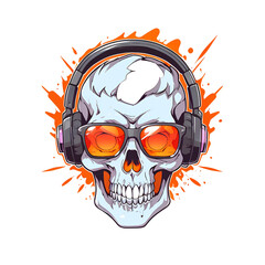 Wall Mural - Cool Skull with Headphones