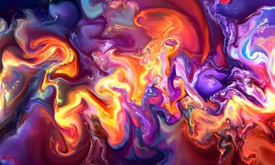 Wall Mural - fractal flames with intense colors, video