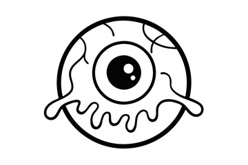 Wall Mural - Minimalist Line Drawing Vector Halloween Eyeball Icon Design