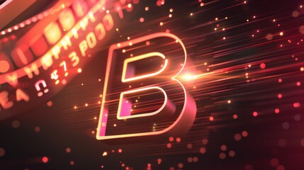 Futuristic B logo featuring dynamic motion lines and a tech-inspired background