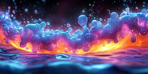 Abstract liquid art in vibrant blue and orange.