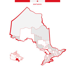 Ontario in Canada, North America - Map	
