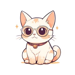 Sticker - Cute Cat With Glasses