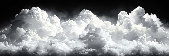 Wall Mural - Dramatic cloudscape with fluffy, white clouds against a black sky.