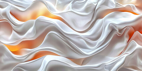 Poster - Abstract background with white fabric and orange highlights.