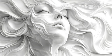 Wall Mural - Abstract portrait of a woman with flowing hair.