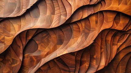 Wall Mural - Beautiful handmade wooden art in natural brown hues