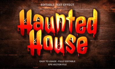 Haunted house editable text effect template. shiny movie title futuristic modern style typeface. Premium vector