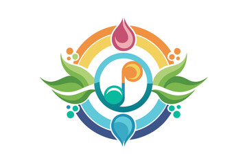 Aufkleber - A colorful logo design featuring musical notes and nature elements, symbolizing harmony and creativity in a vibrant circular layout