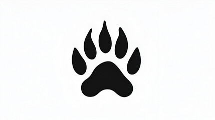 Wall Mural - Black Bear Paw Print Icon, Simple Silhouette on White Background, Wildlife Illustration