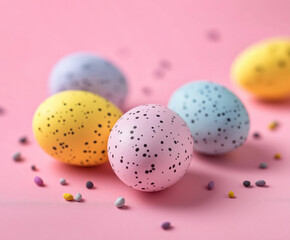 Wall Mural - Colorful background of easter eggs collection, easter celebration, product photography