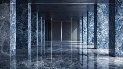 Canvas Print - Realistic empty room with blue emperor marble for product displays