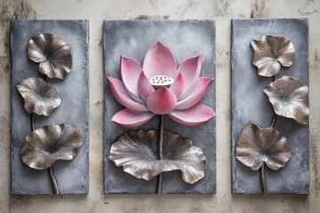 Poster - This stunning and beautiful pink lotus wall art showcases an intricate and detailed 3D design, making it the perfect addition to any space where you want to infuse nature and elegance