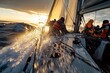 © Erich - Dynamic Sailing at Sunset with Crew Battling High Seas and Waves