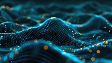 Wall Mural - a computer-generated image of a blue wave, suitable for use in presentations or as a background