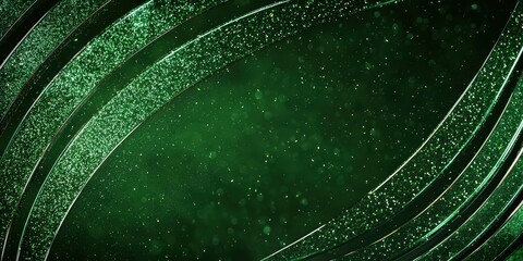 Poster - abstract green glitter background with curved lines