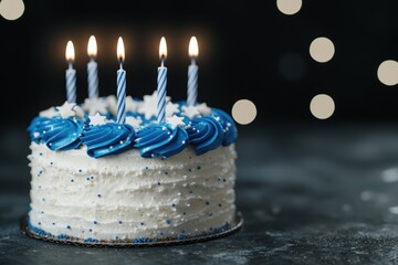 Poster - Festive birthday cake with candles and decorations