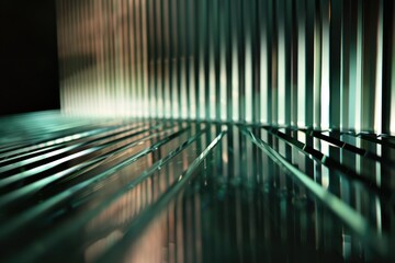 Sticker - A close-up shot of a glass table in a room, suitable for interior design or product photography