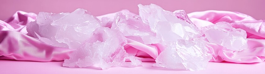 Wall Mural - Sparkling crystal quartz on pink fabric