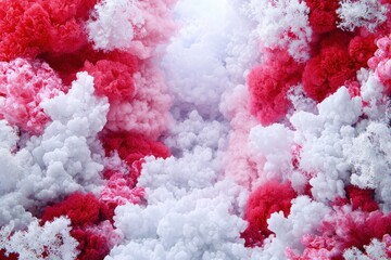 Poster - Vibrant pink and white cloud-like abstract background