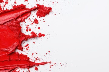 Poster - Vibrant red paint splatters on white background