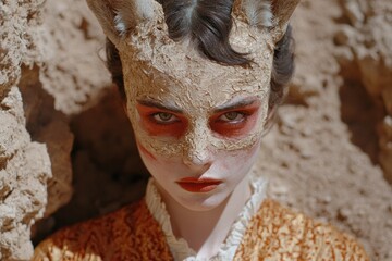 Poster - Mysterious and enchanting portrait of a woman with intricate facial makeup