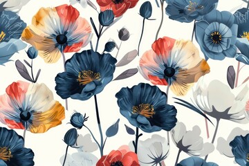 Wall Mural - A bouquet of colorful flowers on a clean white background