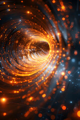 Wall Mural - a spiral tunnel with orange and blue lights