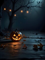 Wall Mural - Halloween Pumpkin Ghost Night Fantasy Illustration