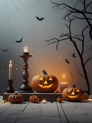 Wall Mural - Halloween Pumpkin Ghost Night Fantasy Illustration