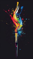 Canvas Print - Paintbrush with color burst