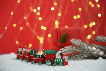 Wall Mural - Different Christmas festive decor on artificial snow