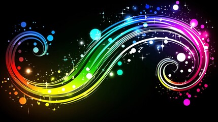 Wall Mural - abstract colorful swirls with glowing stars and circles