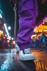 Sticker - Vibrant Street Fashion: Purple Pants and Sneakers