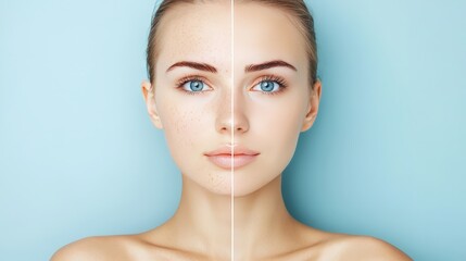 Poster - Before and after images showing the effects of mandelic acid on acne-prone skin