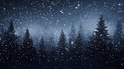 Poster - Snow falls softly on a winter forest