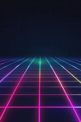 Canvas Print - Neon grid in the dark