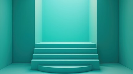 Canvas Print - Aqua steps in a room