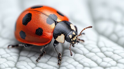 Wall Mural - Flying ladybug on a white background