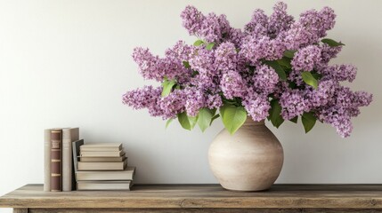 Wall Mural - Lilac Bouquet on a Wooden Table